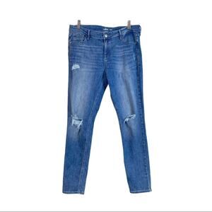 Old Navy Women's Jeans Super Skinny Distressed Rockstar Blue Jeans Size 14